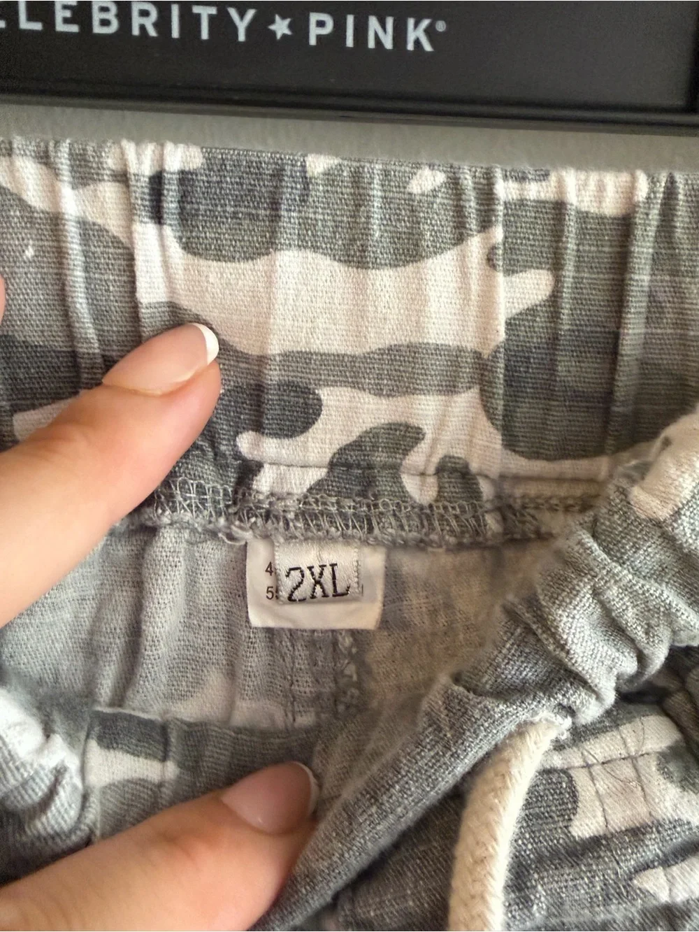 Unisex Gray Camo Canvas Drawstring Shorts